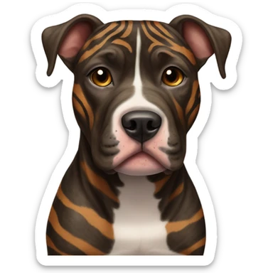 pitbull terrier dark brindle tiger stripes sticker