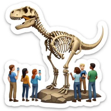 people exploring the dinosaure's gallery
 sticker