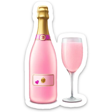 pink champagne bottle with pink still glass sticker