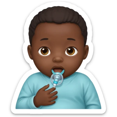 Black newborn baby, pacifier in mouth sticker