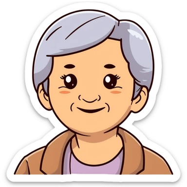warm smiling grandmother with straight hair and brown eyes sticker