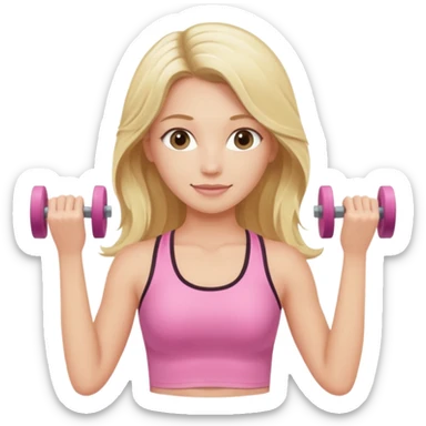 long haired blonde Pilates instructor teaching reformer in pink set  sticker