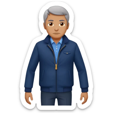Security, Middle-aged, wearing navy blue jacket, serious facial expression, full body sticker