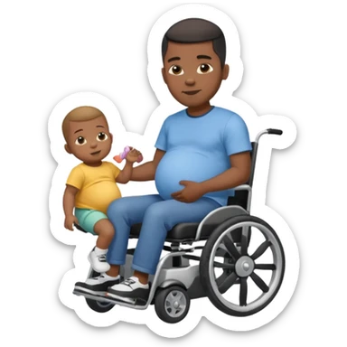 black pregnant man on motorized wheelchair sticker