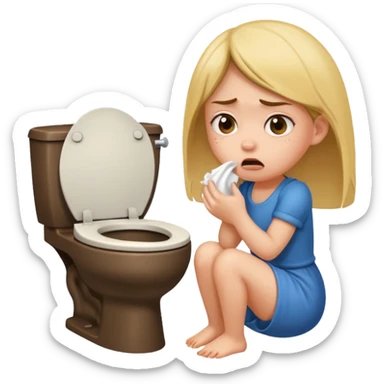 a girl taking a really bad smelly poop on the toilet  sticker