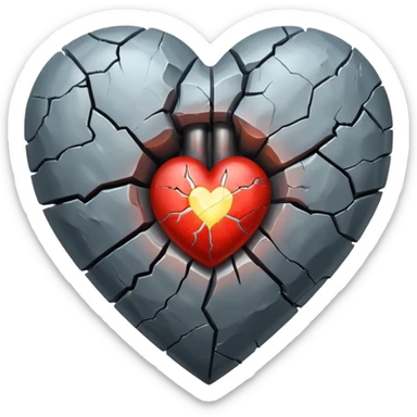 An old and barren grey heart with a small glowing transparent heart inside it sticker