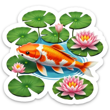 koi and lotus pond sticker