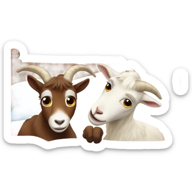 Two goats in bed sticker