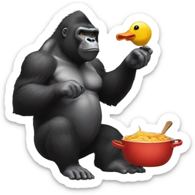 Gorilla cooking a duck sticker