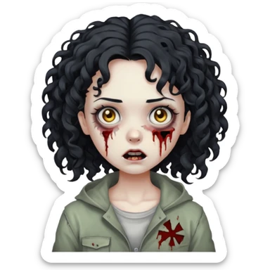 Zombi girl curly hair sticker