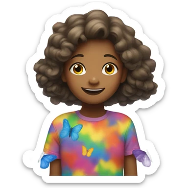 girl with jesus and rainbow butterflies  sticker