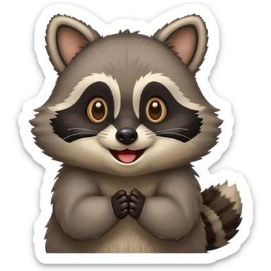 Raccoon saying yay sticker