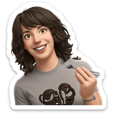 smiling girl holding fork sticker