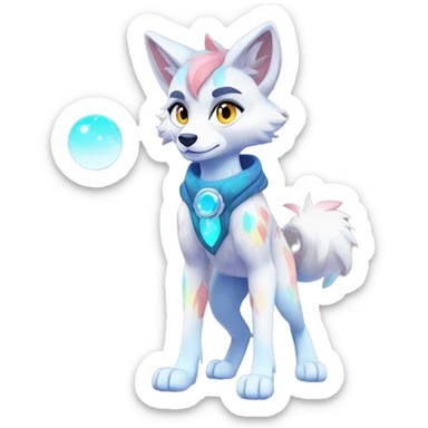 Anthro Colorful Shiny Fionbri-Falvie-sparkle-wolf-sona with cool eccentric markings full body sticker