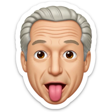 Jeffrey Epstein with tongue out, Twemoji style sticker