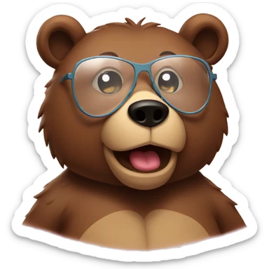 Bear with glasses blowing a kiss sticker