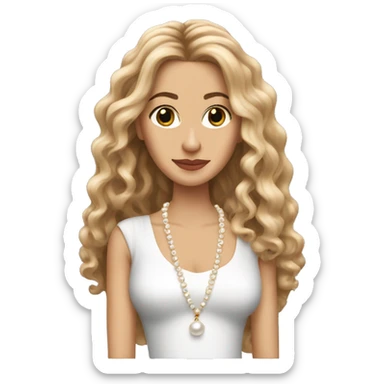 Carrie Bradshaw with long hair and pearl necklace sticker