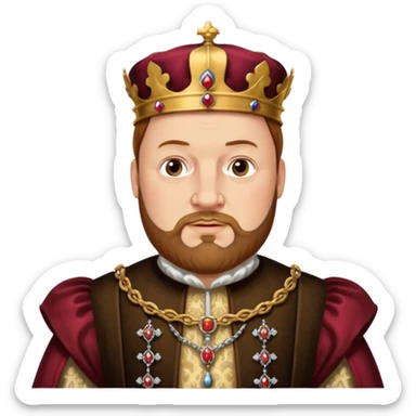 Henry VIII as an emoji, stern expression, ornate Tudor costume, beard sticker