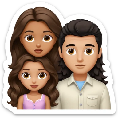 a pretty tan bratz girl with long brown hair and white bratz man with short wavy black hair sticker