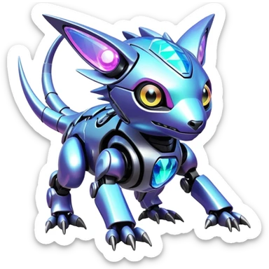  exotic shiny futuristic modern cyber-Fakémon-Digimon-Trico-creature sticker