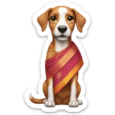 Dog wearing saree sticker