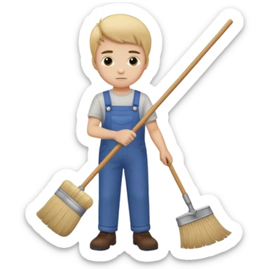 niño barriendo sticker