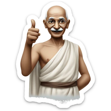 Mahatma Gandhi showing thumbs up sticker