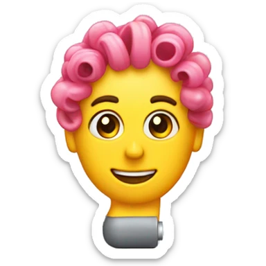 a plastic curler for hair on desk sticker