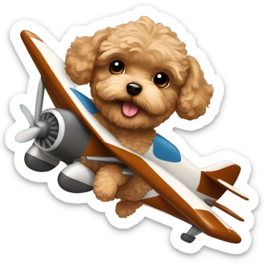 Brown Maltipoo flying a plane sticker