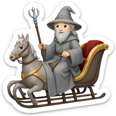 Gandalf on a sleigh sticker