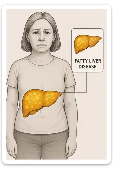 donna con fegato grasso sticker