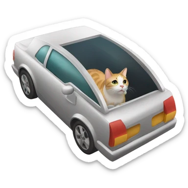 A car in a catcar in a cat box ina catastrophic cat mall sticker
