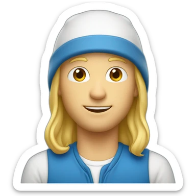homme blanc blond avec un bonnet pecheur bleu sticker
