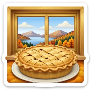 Pie sitting by a window fall scenery sticker