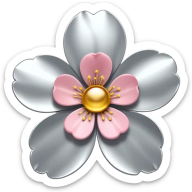 sakura flower with a metallic silver finish sticker