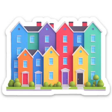 row of colorful townhomes sticker