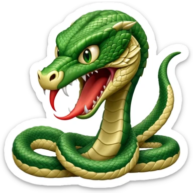 full body of angry cobra with fangs, front face  sticker