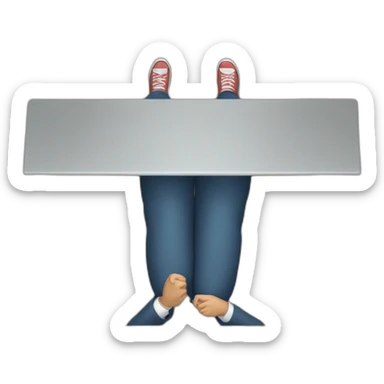 top view of straight leg on table where one hand pushes on knee sticker