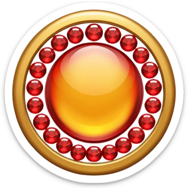 Golden circle with red gems sticker