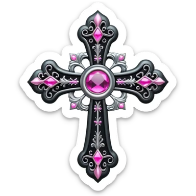 black pink goth cross , no woman sticker