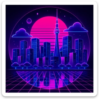 Create a retro 80's tron feel to this image  sticker