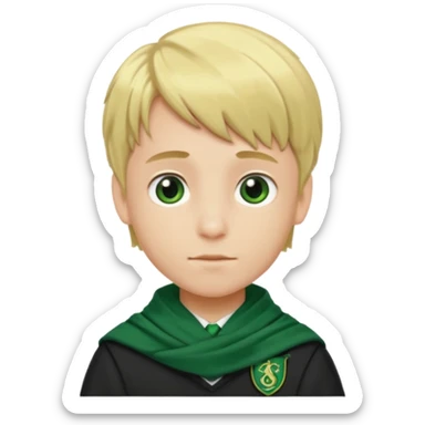 blonde hair boy in Slytherin uniform with green scarf sticker
