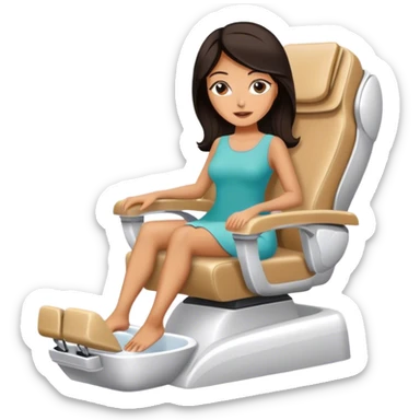 Tan woman sitting in pedicure chair sticker