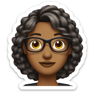 mulher negra de cabelo liso com mechas marrons e com óculos de formato arredondado sticker