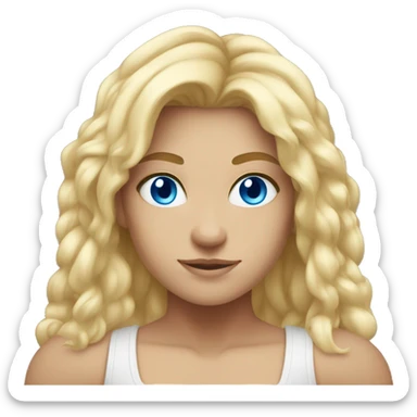 strong buff girl, blond Long hair, white Colour, Blue eyes sticker