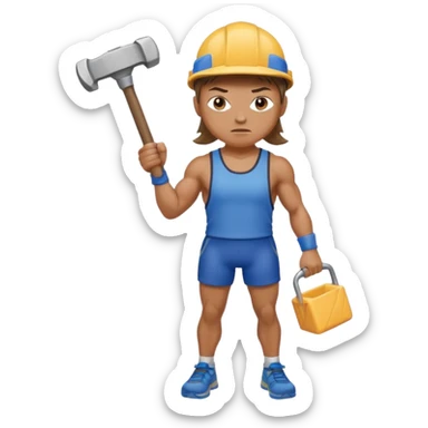 An emoji representing the ironman challenge event long-distance marathon for an mmorpg player who crafts everything themselves the hard way, and does not buy or sell items in-game. sticker
