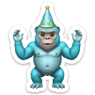 cyan gorilla with no legs and a party hat sticker