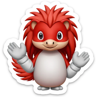 knuckles a red animal with peach arms and white mittens that have no fingers , he’s a echidna with red eyes sticker