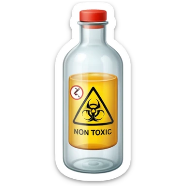 TRANSPARENT BOTTLE WITH "NON-TOXIC" AND "NON-HAZARDOUS" SIGN sticker