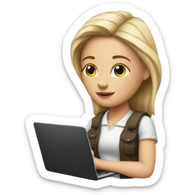 white girl with laptop and notepad sticker